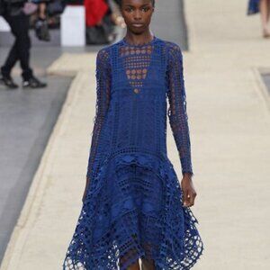 CHLOÉ Crocheted Maxi Blue Dress - Fashion Week 2014 - Size Medium / US 8